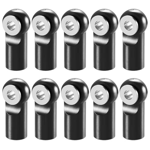 JYYTERD RC Auto Upgrade-Teile 10Pcs Metall M2 Stange Ende Ball Kopf Gelenke Halter Krawatte Rechts-Hand Schraube Für RC Für Modell Auto Boot Flugzeug LKW(Black) von JYYTERD