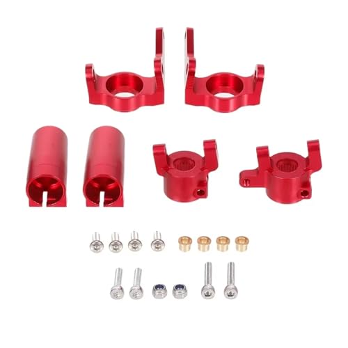 JYYTERD RC Auto Upgrade-Teile Kompatibel Mit Axial Für SCX10 II 90046 90047 RC Auto Teile Metall Front Lenkung Tasse C Hub Träger Hinterachse Lock Out Set(Red) von JYYTERD