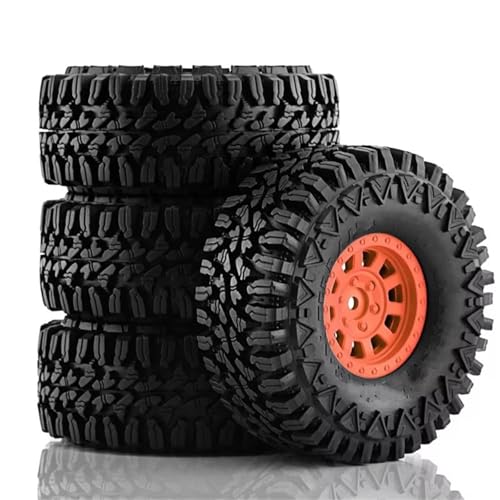 JYYTERD RC Auto Upgrade-Teile Kompatibel Mit Axial Für SCX10 II 90046 Für TRX4 D90 1/10 RC Auto Upgrade-Teile Für Rock Crawler 4PCS 110mm Räder Reifen(Orange) von JYYTERD