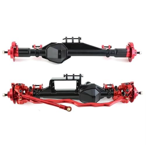 JYYTERD RC Auto Upgrade-Teile Kompatibel Mit Axial RBX10 Für Ryft 1/10 RC Crawler Auto Upgrade Teile Zubehör Metall Vorder- Und Hinterachse(Red,Rear and Front) von JYYTERD