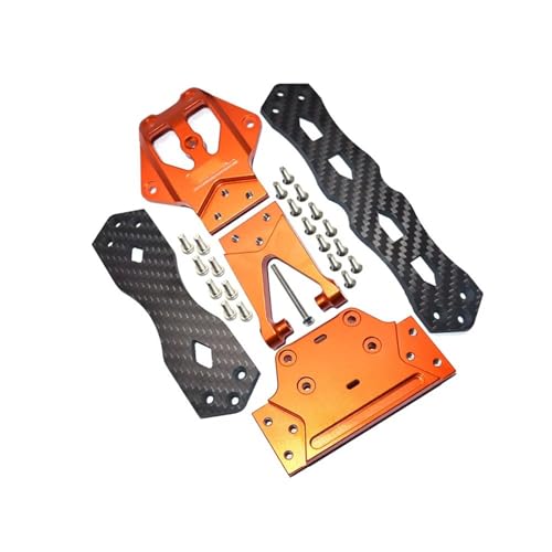 JYYTERD RC Auto Upgrade-Teile Kompatibel Mit LOSI Für Lasernut U4 1/10 RC Auto Upgrade Zubehör Metall Zweite Bodenplatte Stützplatte LOS231064(Orange) von JYYTERD