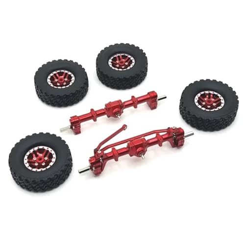 JYYTERD RC Auto Upgrade-Teile Kompatibel Mit MN78 Für MN82 MN99S MN98 Metall-Vorder- Und Hinterportalachse Beadlock-Radreifensatz 1/12 RC-Auto-Upgrade-Teilezubehör(Red) von JYYTERD