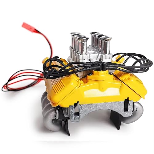 JYYTERD RC Auto Upgrade-Teile Kompatibel Mit TRX-4 1/10 RC Crawler Auto Upgrade Teile Zubehör Simulation V8 Haube Lüfter Motor Kühler Motor Abdeckung(Yellow) von JYYTERD