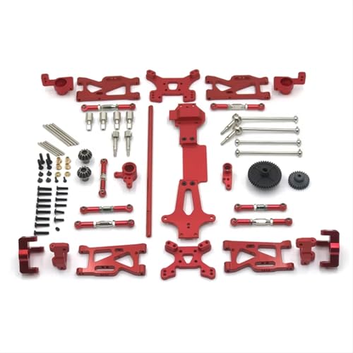 JYYTERD RC Auto Upgrade-Teile Kompatibel Mit WLtoys 144001 144010 144002 1/14 RC Autoteile Metall-Upgrade Für Schwingarm-Antriebswelle Lenkbecher 17-teiliges Set(Red) von JYYTERD