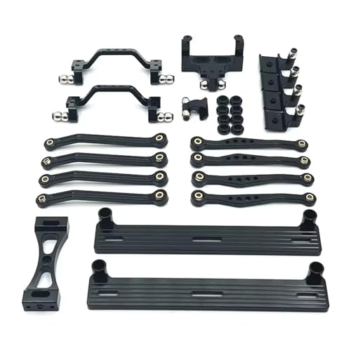 JYYTERD RC Auto Upgrade-Teile Kompatibel Mit WPL C64 C64-1 Metall Für Chassis Verbindungsstange Zugstangenhalterung Seitenpedal Stoßdämpferhalterungsset 1/16 RC Auto Upgrade Teile Zubehör(Black) von JYYTERD