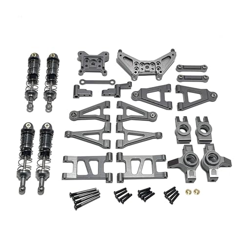 JYYTERD RC Auto Zubehör Für MJX Für Hyper Go 1/14 14301 14302 RC Auto Metall Für Schaukel Arm Lenkung Tasse Upgrade Set Fernbedienung Auto Zubehör(Grey) von JYYTERD