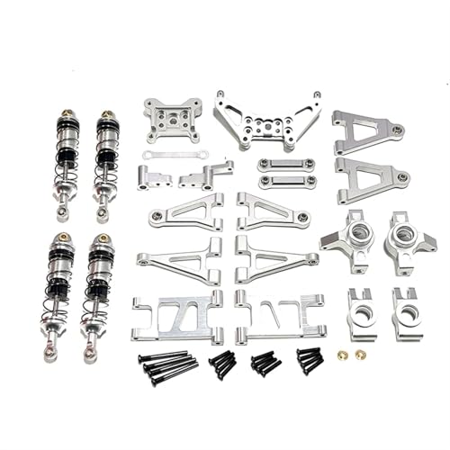 JYYTERD RC Auto Zubehör Für MJX Für Hyper Go 1/14 14301 14302 RC Auto Metall Für Schaukel Arm Lenkung Tasse Upgrade Set Fernbedienung Auto Zubehör(Silver) von JYYTERD