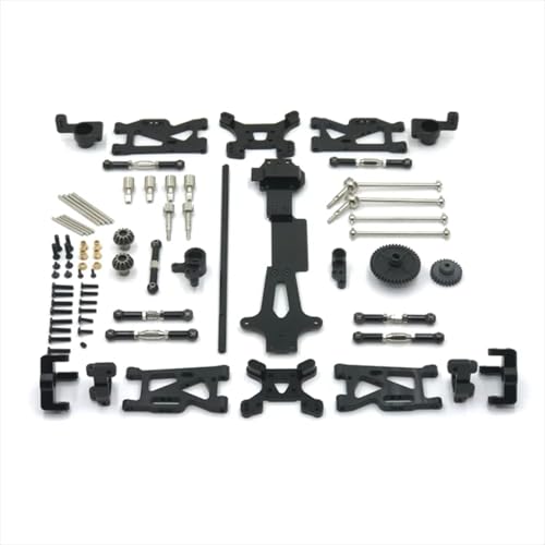 JYYTERD RC Auto Zubehör Für WLtoys Für 1/14 144001 144010 144002 Metall Upgrade Für Schaukel Arm Antriebswelle Lenkung Tasse 17 Stück Set RC Auto Teile Zubehör(Black) von JYYTERD