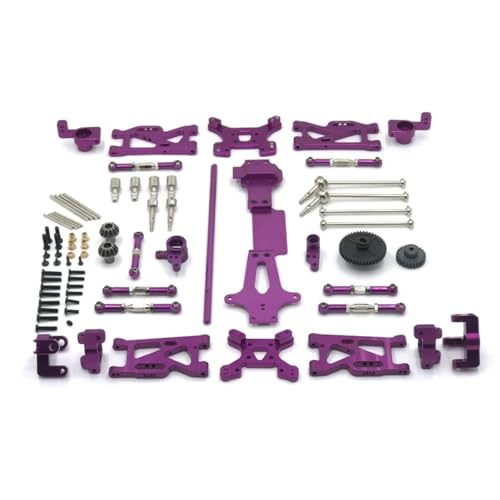 JYYTERD RC Auto Zubehör Für WLtoys Für 1/14 144001 144010 144002 Metall Upgrade Für Schaukel Arm Antriebswelle Lenkung Tasse 17 Stück Set RC Auto Teile Zubehör(Purple) von JYYTERD