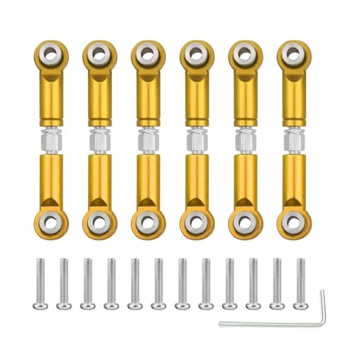 JYYTERD RC Auto Zubehör Für Wltoys A949 A959 A969 A979 K929 1/18 RC Auto Upgrade Ersatzteile 6PCS Metallgestänge Zugstange Vorne/hinten Servoverbindung Spurstange(Yellow) von JYYTERD