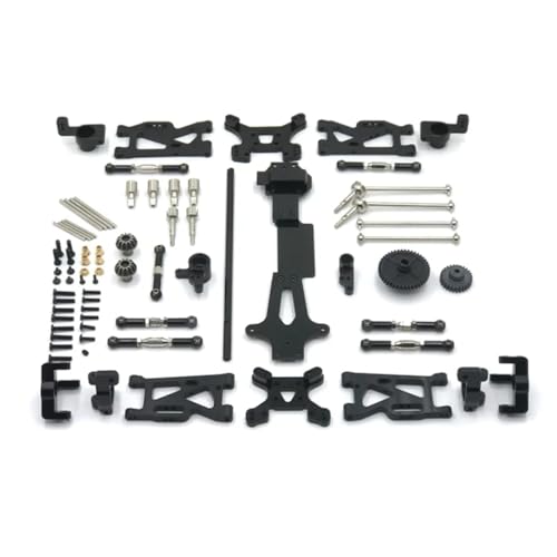 JYYTERD RC Auto Zubehör Für Wltoys Für 144001 144002 144010 104007 124017 124019 RC Auto Metall Upgrade Teile Kits Antriebswelle Link Stange Für Schaukel Arm Set RC Ersatzteile(Black) von JYYTERD