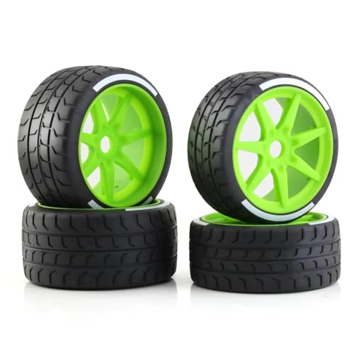 JYYTERD RC Teile Für Arrma 1/7 Für Felony Für FSR Modell GT RC Auto Upgrade Teile 4 Stücke 53/107 42/100 Reifen 17mm Rad Hex Ersatz Zubehör(Green) von JYYTERD