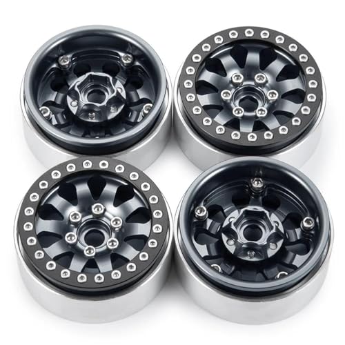 JYYTERD RC Teile Für Axial Für SCX10 D90 Für TRX-4 4Pcs 1,9 Zoll Aluminium Legierung Beadlock Rad Felgen Hub Ersatz 25mm 1/10 RC Crawler Auto Modell Teile(Black) von JYYTERD