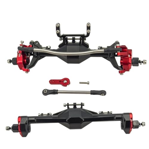 JYYTERD RC Teile Für Axial Für Scx10 Ii 1/10 Rc Crawler Auto 6x6 Achsen Set Kit Vorne Und Hinten Upgrade Teile Aluminium Metall Erweiterte Breite Zubehör(Red,Front Rear Axle) von JYYTERD