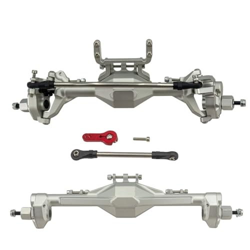 JYYTERD RC Teile Für Axial Für Scx10 Ii 1/10 Rc Crawler Auto 6x6 Achsen Set Kit Vorne Und Hinten Upgrade Teile Aluminium Metall Erweiterte Breite Zubehör(Silver,Front Rear Axle) von JYYTERD