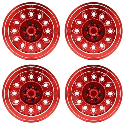 JYYTERD RC Teile Für Axial Scx6 1/6 RC Fernbedienung Auto 4 Stücke CNC Aluminium Legierung Radnabe Felge Fernbedienung Crawler Auto Zubehör Teile(Red) von JYYTERD