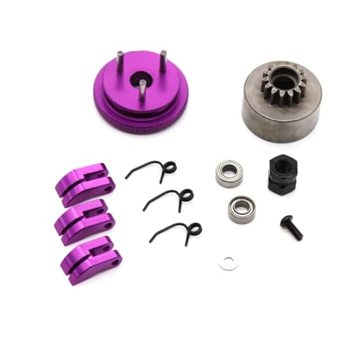 JYYTERD RC Teile Für HSP Für HPI Für Hobao Für Team Für Losi Für ZD Für Racing 1/8 RC Auto Getriebe Schwungrad Montage Lager Kupplung Glocke Schuhe Mutter Federn Teile(Purple) von JYYTERD