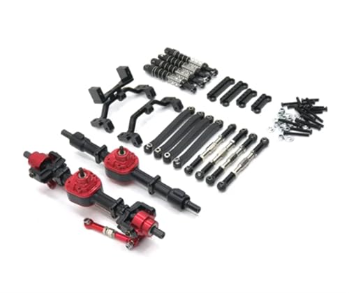 JYYTERD RC Teile Für MN D90 D91 D96 MN98 99S 1/12 RC Autoteile Metall-Upgrade Vorder- Und Hinterachse Baugruppe Spurstange Stoßdämpfersatz Änderungszubehör(Black) von JYYTERD