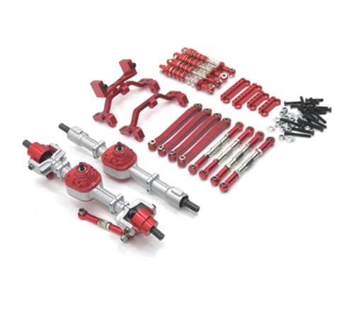 JYYTERD RC Teile Für MN D90 D91 D96 MN98 99S 1/12 RC Autoteile Metall-Upgrade Vorder- Und Hinterachse Baugruppe Spurstange Stoßdämpfersatz Änderungszubehör(Red) von JYYTERD