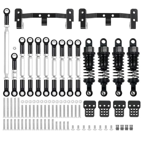 JYYTERD RC Teile Für MN D90 MN91 MN96 MN98 MN99S 1/12 Für Chassis Verbindungsstange Zugstangenhalterung Lenkstange Stoßdämpfersatz RC Auto Upgrades Teile Zubehör(Black) von JYYTERD