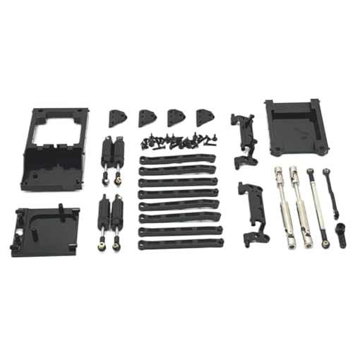 JYYTERD RC Teile Für MN168 Für MN78 1/12 RC Auto Upgrade Teile Zubehör Metall Für Chassis Link Stange Zugstange Montieren Öl Stoßdämpfer Antriebswelle Strahl Kit(Black) von JYYTERD