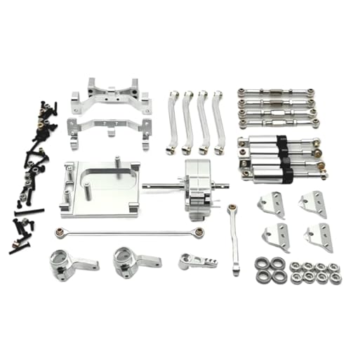 JYYTERD RC Teile Für MN99S 1/12 RC Auto Upgrade Teile Zubehör Metall Für Chassis Link Stange Zugstange Montieren Öl Stoßdämpfer Getriebe Motor Mount Kit(Silver) von JYYTERD