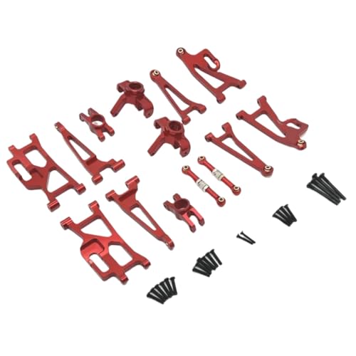 JYYTERD RC Teile Für Mjx Für 14209 14210 1/14 RC Auto Upgrade Teile Zubehör Metall Lenkung Tasse Hub Carrier Oberen Unteren Für Schaukel Arm Set Link Stange(Red) von JYYTERD