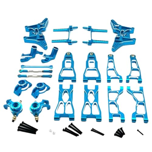 JYYTERD RC Teile Für UD1201 UD1202 Für Pro 1/12 RC Auto Upgrade Teile Zubehör Metall Lenkung Tasse Vorne Und Hinten Suspension Arm Shock Tower Link Kit(Blue) von JYYTERD