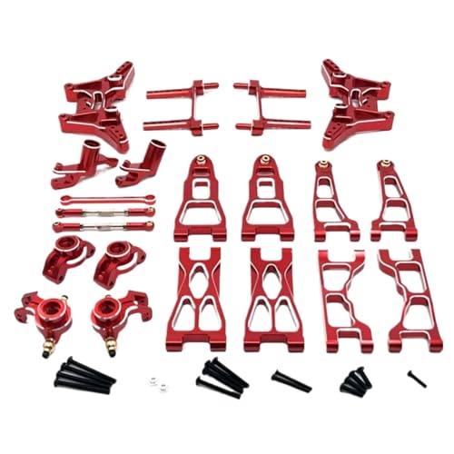 JYYTERD RC Teile Für UD1201 UD1202 Für Pro 1/12 RC Auto Upgrade Teile Zubehör Metall Lenkung Tasse Vorne Und Hinten Suspension Arm Shock Tower Link Kit(Red) von JYYTERD