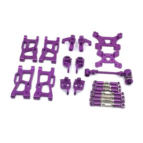 JYYTERD RC Teile Für WLtoys 144001 144002 144010 124007 124017 124019 Metall Schaukel Arm Lenkung Block Link Stange C-Hub Carrier Kit RC Auto Upgrades Teile(Purple) von JYYTERD