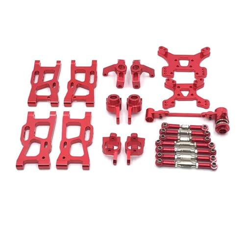 JYYTERD RC Teile Für WLtoys 144001 144002 144010 124007 124017 124019 Metall Schaukel Arm Lenkung Block Link Stange C-Hub Carrier Kit RC Auto Upgrades Teile(Red) von JYYTERD