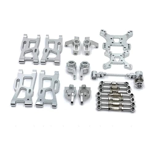 JYYTERD RC Teile Für WLtoys 144001 144002 144010 124007 124017 124019 Metall Schaukel Arm Lenkung Block Link Stange C-Hub Carrier Kit RC Auto Upgrades Teile(Silver) von JYYTERD