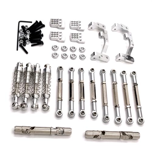 JYYTERD RC Teile Für WPL C14 C24 1/16 Für Feiyu FY003-5A RC Auto Metall Upgrade Teile Spurstangen Antriebswellen Stoßdämpfer Modifikation Auto Zubehör(Silver) von JYYTERD