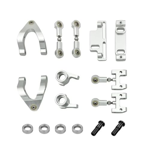 JYYTERD RC Teile Für WPL D12 D42 1 Set RC Auto Lenkung Tasse Oberen Und Unteren Für Schaukel Arm Für Sitz Lenkung Slider Metall Dreh Block Geeignete Teile(Silver) von JYYTERD