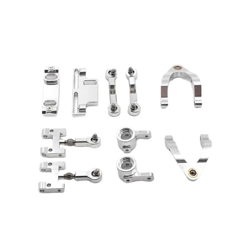 JYYTERD RC Teile Für WPL D12 RC Fernbedienung Auto CNC Metall Oberen Unteren Für Schaukel Arm Lenkung Tasse Kugelgelenk Zubehör Set Upgrades Teile Komponente(Silver) von JYYTERD