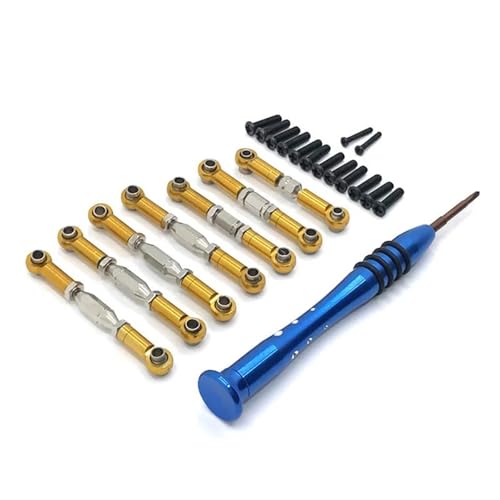 JYYTERD RC Teile Für Wltoys 1:14 144010 144002 144001 1:12 124016 124017 124018 124019 RC Auto Upgrade Teile Metall Verknüpfung Servo Pull Lenkung Spurstange Set(Yellow) von JYYTERD