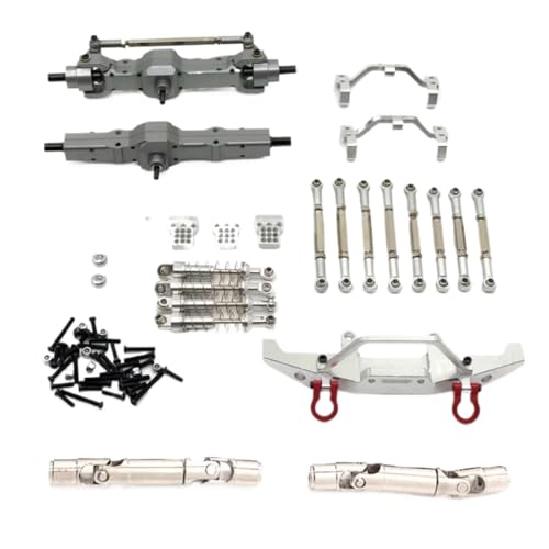 JYYTERD RC Teile Für Wpl Für C14 C24 C24-1 1/16 RC Auto Upgrade Teile Metall Vorder- Und Hinterachse Für Chassis Link Stange Zugstange Montieren Stoßdämpfer Set(Silver) von JYYTERD