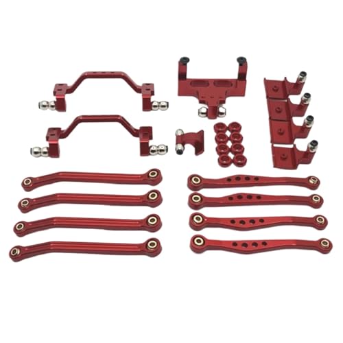 JYYTERD RC Teile Für Wpl Für C64 C64-1 1/16 RC Auto Upgrade Teile Zubehör Metall Für Chassis Link Stange Zugstange Montieren Shock Mount Servo Halterung Set(Red) von JYYTERD