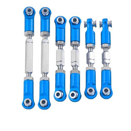 JYYTERD RC Teile Kompatibel Mit ARRMA Für Mojave 4S Für BLX Für Desert Für RTR 1/8 Rc Teile 6PCS Aluminium Legierung Radstand Lenkung Link Stange Set(Blue) von JYYTERD