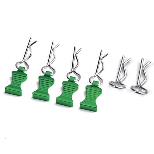 JYYTERD RC Teile Kompatibel Mit Axial Für Capra Für Yeti Für SCX10 1/5 1/8 1/10 1/12 RC Modell Auto Teile 4PCS Metall Auto Shell Feste Körper Clip Mit Tab(Green) von JYYTERD