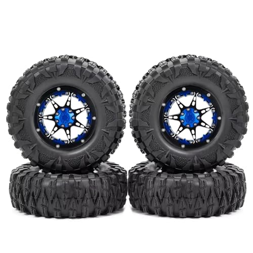 JYYTERD RC Teile Kompatibel Mit Axial Für SCX10 Für Wraith Für TRX4 Für TRX6 Für Redcat 1/10 RC Für Rock Crawler Auto 4PCS 2,2 Zoll Felgenreifen Skin Kit(Wheel Tire-Blue) von JYYTERD