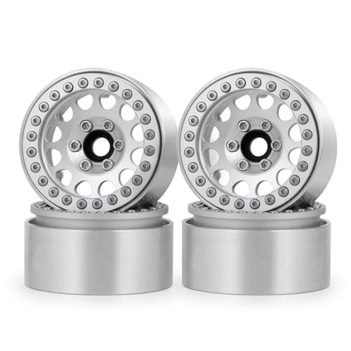 JYYTERD RC Teile Kompatibel Mit Axial Für Scx10 Für TRX4 Für HSP Für Redcat D90 1/10 RC Crawler Car Upgrade Teile Aluminium 1.9 Beadlock Wheel Rim Hub(Silver,4pcs) von JYYTERD