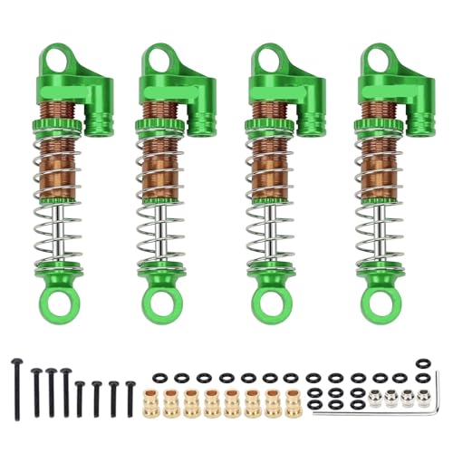 JYYTERD RC Teile Kompatibel Mit FMS Für EAZYRC Für Hobby Für FCX24 1 1 8 Rc Crawler 4 Stück Aluminiumlegierung Vorne/hinten Dämpfer Stoßdämpfer Ölgefüllt(Green) von JYYTERD