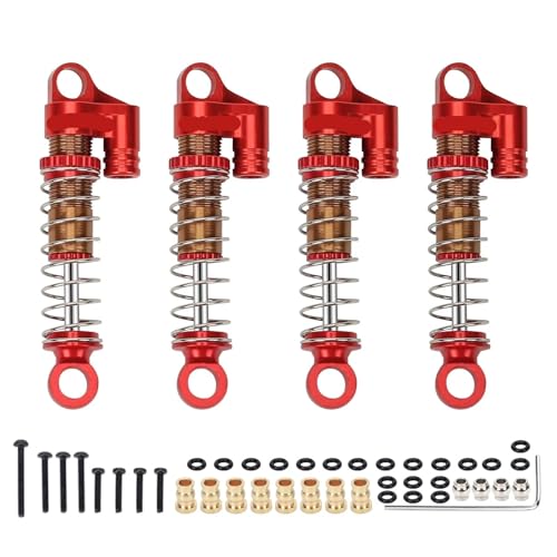 JYYTERD RC Teile Kompatibel Mit FMS Für EAZYRC Für Hobby Für FCX24 1 1 8 Rc Crawler 4 Stück Aluminiumlegierung Vorne/hinten Dämpfer Stoßdämpfer Ölgefüllt(Red) von JYYTERD