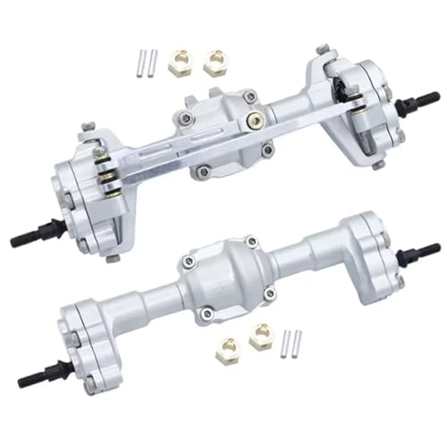 JYYTERD RC Teile Kompatibel Mit FMS Für FCX18 Für FCX24 1/24 RC Auto Teil RC Auto Zubehör Ersatzteile Aluminiumlegierung Vorne Hinterachse(Silver) von JYYTERD