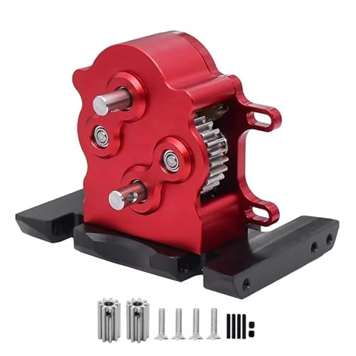 JYYTERD RC Teile Kompatibel Mit LCG Für SCX10 1/10 RC Crawler Autoteile Ersatzzubehör Aluminium Dual Transmission Dig Overdrive Getriebe(Red) von JYYTERD