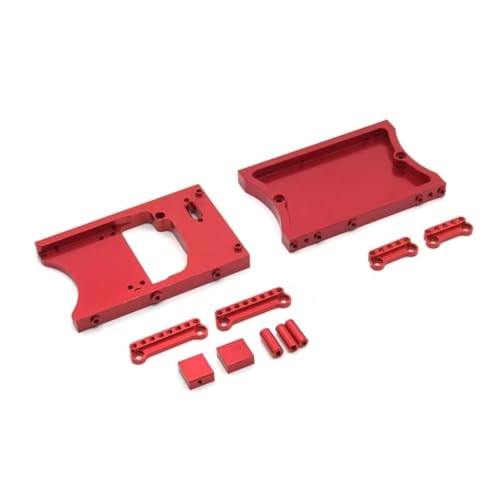 JYYTERD RC Teile Kompatibel Mit MN D90 Für MN98 Für MN45 1/12 RC Auto Upgrade Teile Zubehör Metall Servo Halterung Querträger Stoßdämpfer Halterung(Red) von JYYTERD