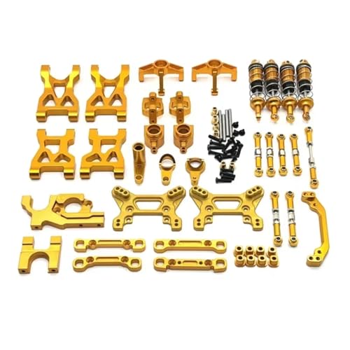 JYYTERD RC Teile Kompatibel Mit WLtoys 104072 1/10 RC Autoteile Metall-Upgrade Für Schwingarm-Zugstange Lenkbecher-Stoßdämpfer 13-teiliges Kit(Yellow) von JYYTERD