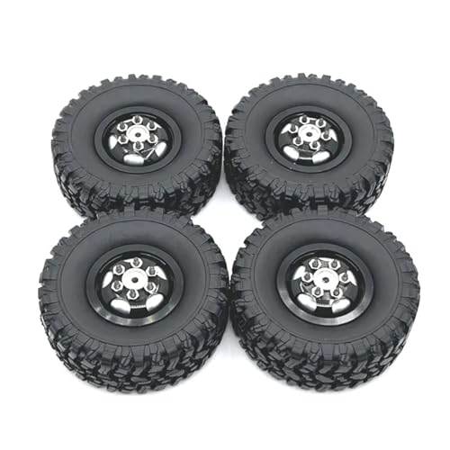 JYYTERD RC Teile Kompatibel Mit WPL C14 C24 C34 C44 C54 B14 B24 Für MN D90 Für MN78 4 Stück 67 Mm Metallfelge Gummireifen Reifen RC-Auto-Upgrade-Teile(Black) von JYYTERD