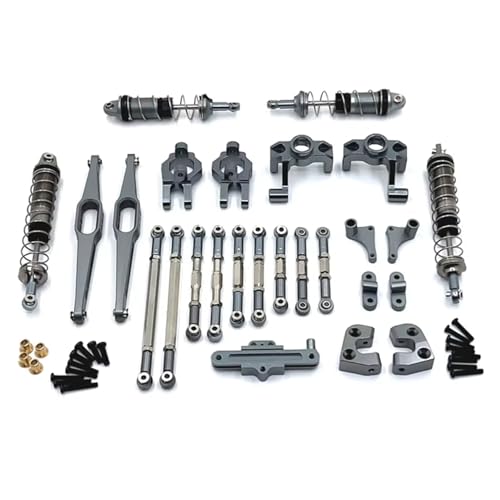 JYYTERD RC Teile Kompatibel Mit Wltoys 12429 1/12 RC Autozubehör, Metall-Upgrade-Teile-Set, Lenkungsbaugruppe, Verbindungsstange, Stoßdämpfer-Set(Gray) von JYYTERD